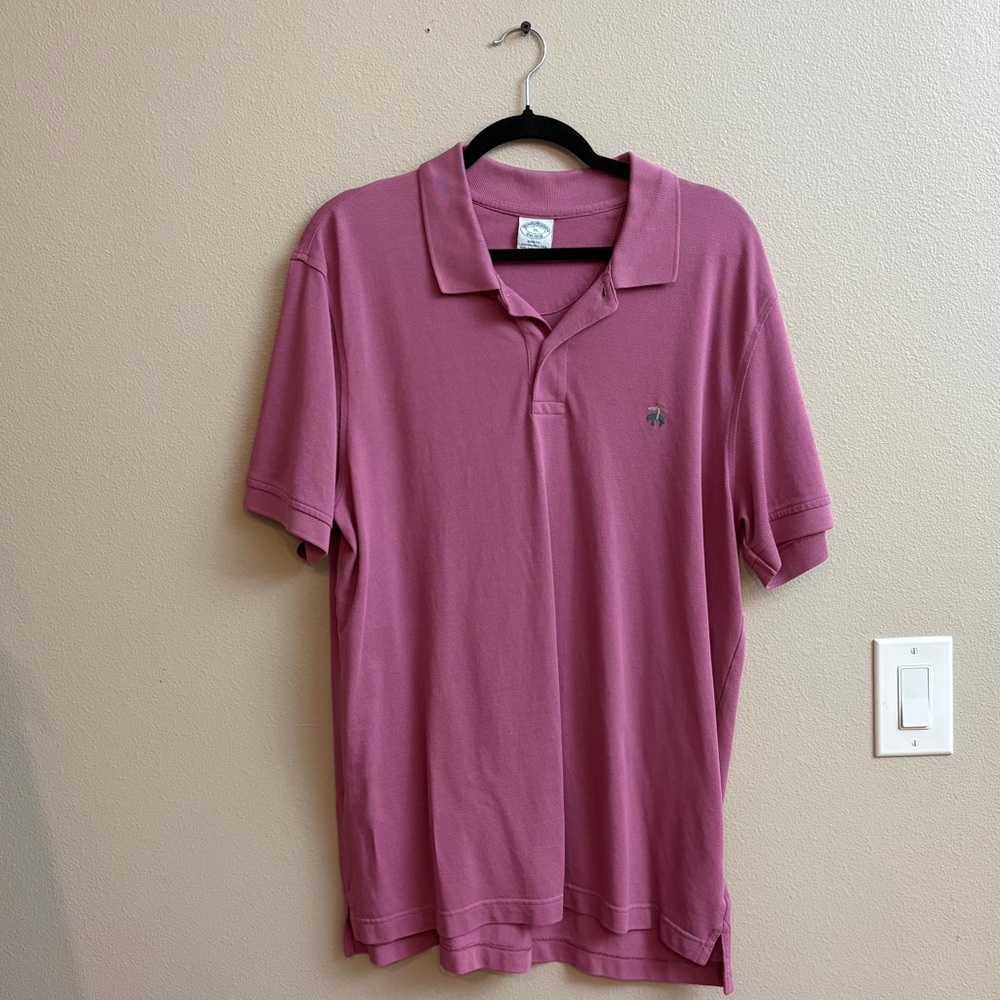 Brooks‎ Brothers Polo Men's XL Slim Fit Pink Supima Cotton Short Sleeve